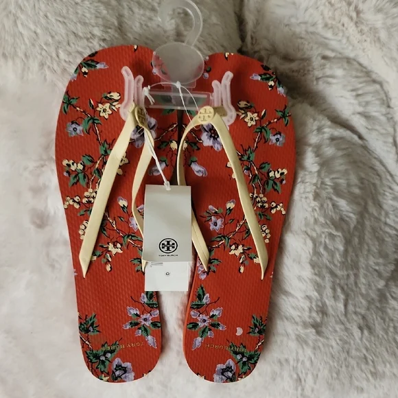NWT Tory Burch Red and Yellow Sandals Playful Design-Size 11 - Picture 1 of 4